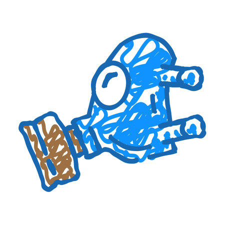 full face respirator ppe protective equipment icon doodle illustrationのイラスト素材