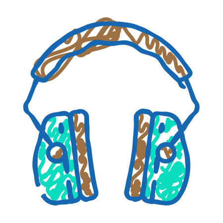 ear protectors ppe protective equipment icon doodle illustrationのイラスト素材