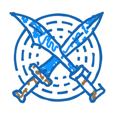 badge soldier roman greek icon doodle illustrationのイラスト素材