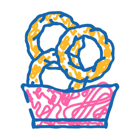 onion rings fast food icon doodle illustrationのイラスト素材