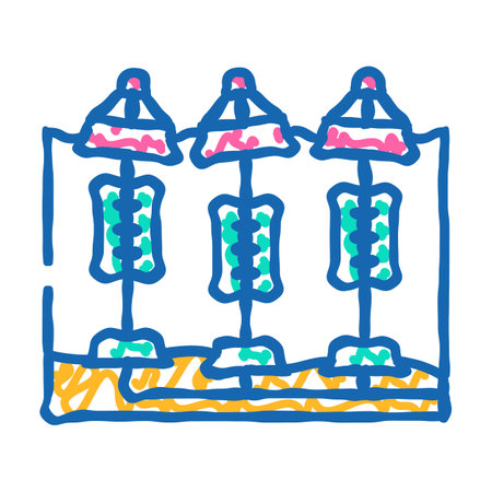 wave energy farm tidal power icon doodle illustrationのイラスト素材