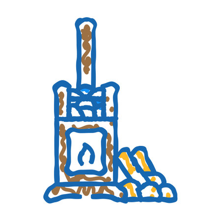 wood burning sauna icon doodle illustrationのイラスト素材