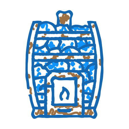 stove sauna icon doodle illustrationのイラスト素材