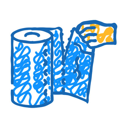 hand tearing paper towel icon doodle illustrationのイラスト素材
