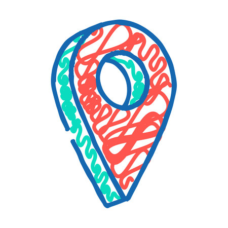 red pointer map location icon doodle illustrationのイラスト素材