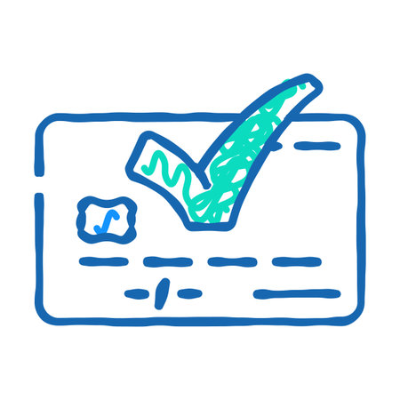 credit card green check icon doodle illustrationのイラスト素材