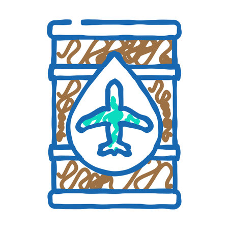 fuel analysis aircraft icon doodle illustrationのイラスト素材