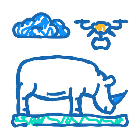 wildlife conservation drone icon doodle illustrationのイラスト素材