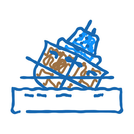 ship stability marine icon doodle illustrationのイラスト素材
