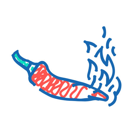 spicy food icon doodle illustrationのイラスト素材