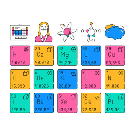 chemistry science chemical icons set vectorのイラスト素材