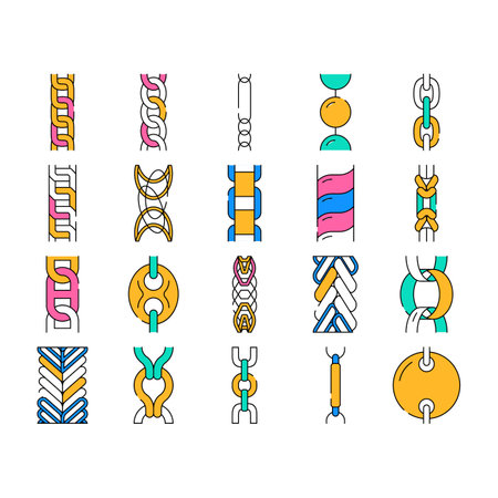 chain metal link icons set vector