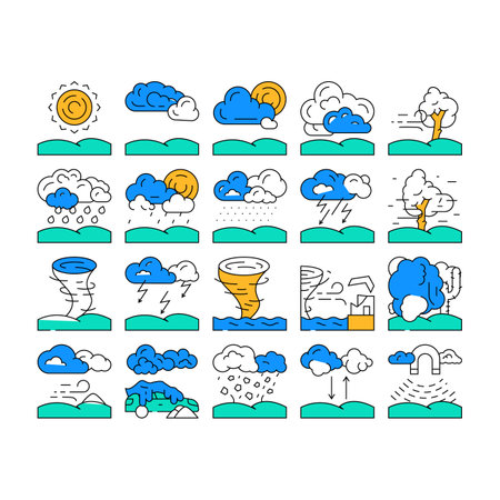 weather forecast rain sun cloud icons set vectorのイラスト素材