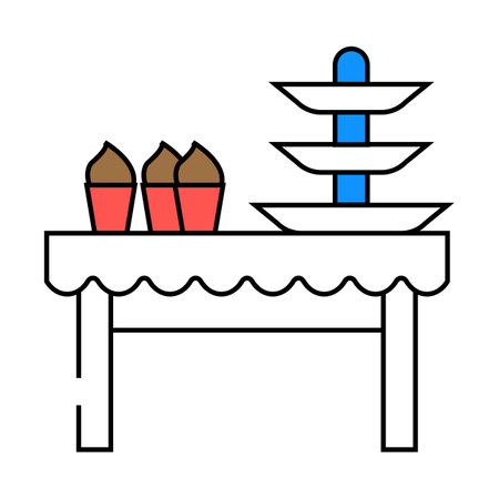dessert table buffet icon color illustrationのイラスト素材