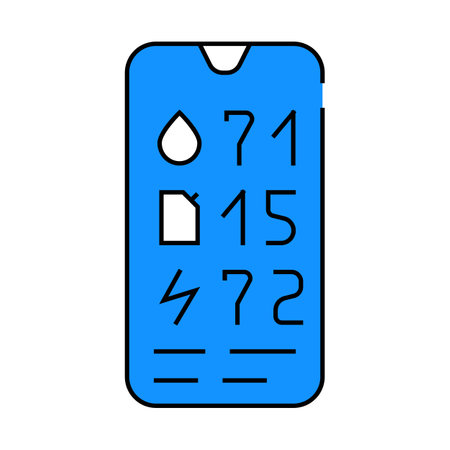 charge level control, water and fuel on mobile phone icon color illustrationのイラスト素材