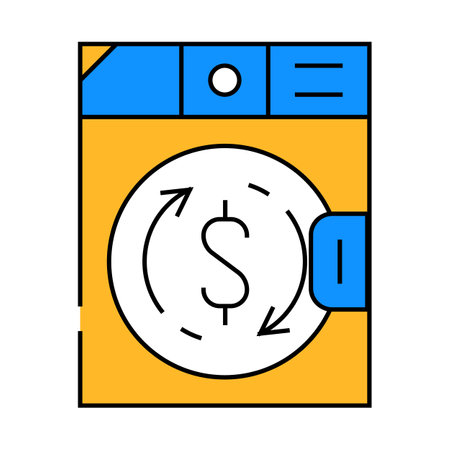 money laundering in laundry machine icon color illustrationのイラスト素材