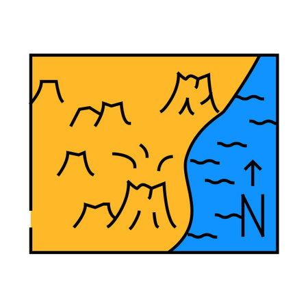 volcano map icon color illustrationのイラスト素材