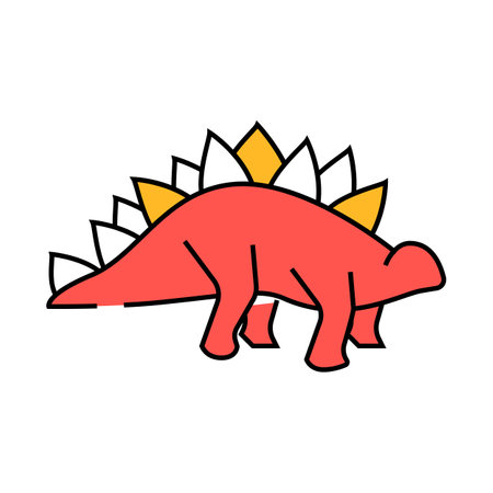 stegosaurus dinosaur sign icon color illustrationのイラスト素材
