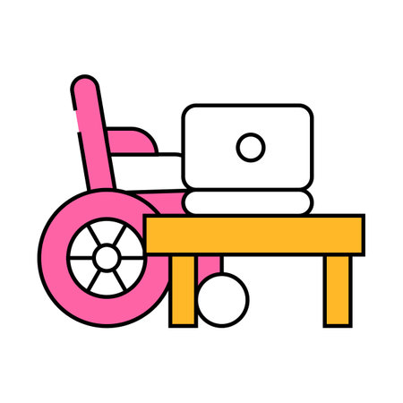 disabled remote job icon color illustrationのイラスト素材