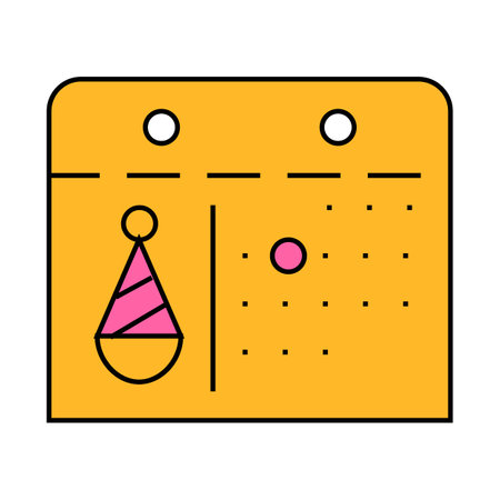 calendare date birthday party icon color illustrationのイラスト素材