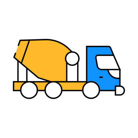 concrete mixer truck icon color illustrationのイラスト素材