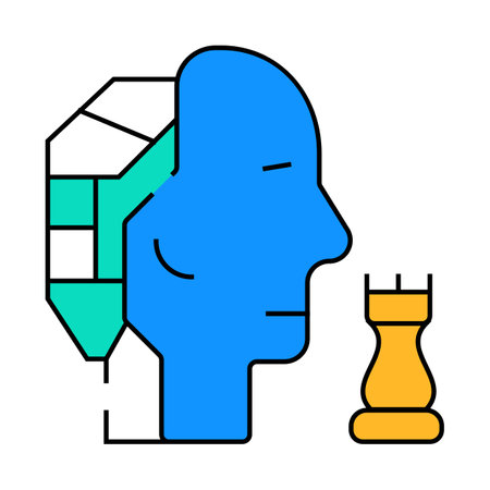 robot head brain play chess icon color illustrationのイラスト素材