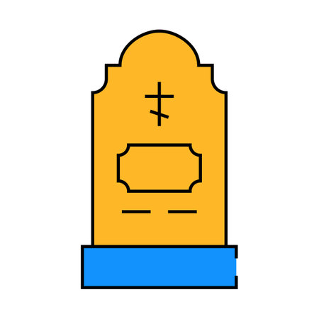 grave headstone icon color illustrationのイラスト素材