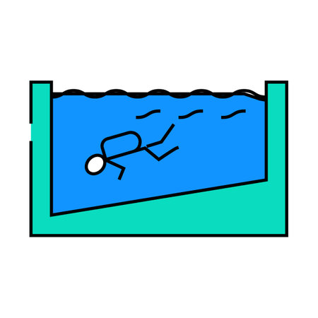 training in the pool icon color illustrationのイラスト素材