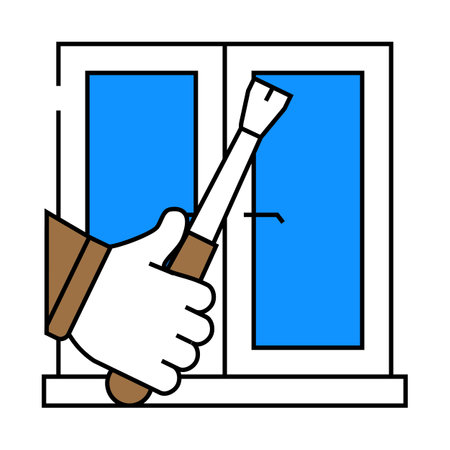 window frame repair icon color illustrationのイラスト素材