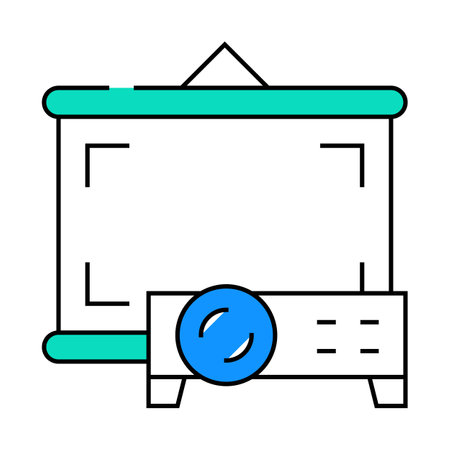 projector electronic device icon color illustrationのイラスト素材