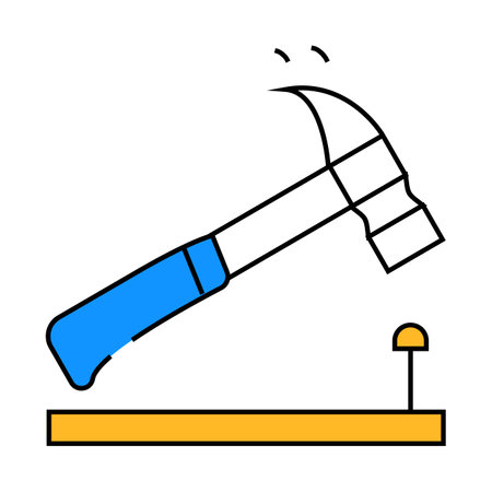 nailing hammer icon color illustrationのイラスト素材