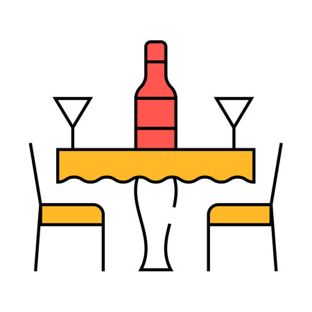 romantic evening restaurant icon color illustrationのイラスト素材