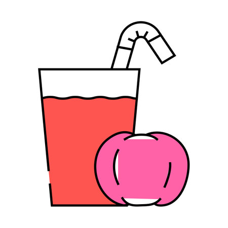 fresh drink prepare from tomato icon color illustrationのイラスト素材