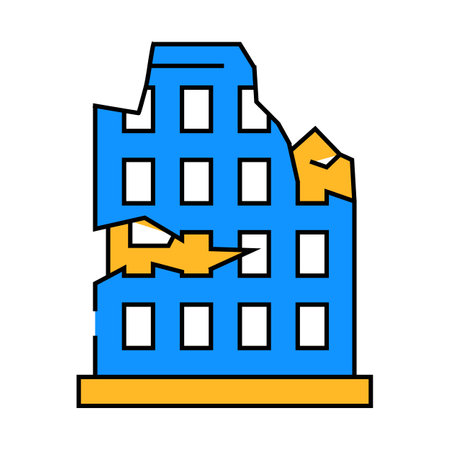 ruined house icon color illustrationのイラスト素材