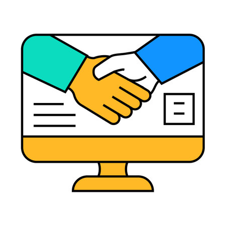 virtual handshake icon color illustrationのイラスト素材