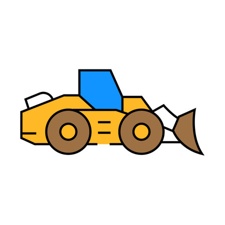 wheel loader construction vehicle icon color illustrationのイラスト素材