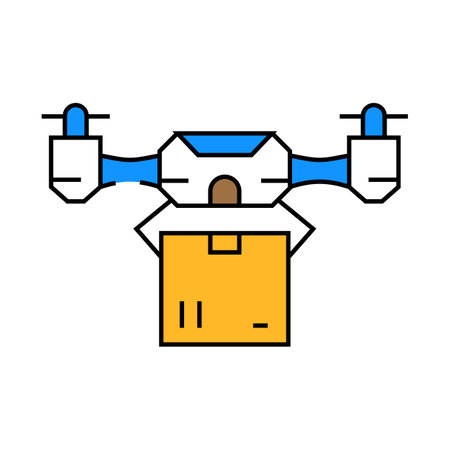 delivery drone icon color illustrationのイラスト素材