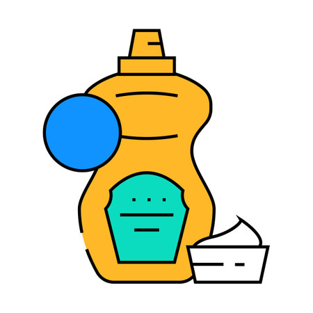 mustard allergen free product food icon color illustrationのイラスト素材