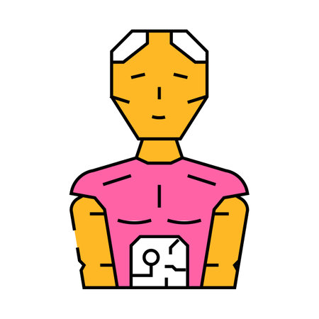 robotics tech enthusiast icon color illustration