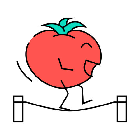 tomato fruit fitness character icon color illustrationのイラスト素材