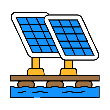floating solar panel icon color illustrationのイラスト素材