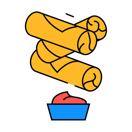 egg roll fast food icon color illustrationのイラスト素材