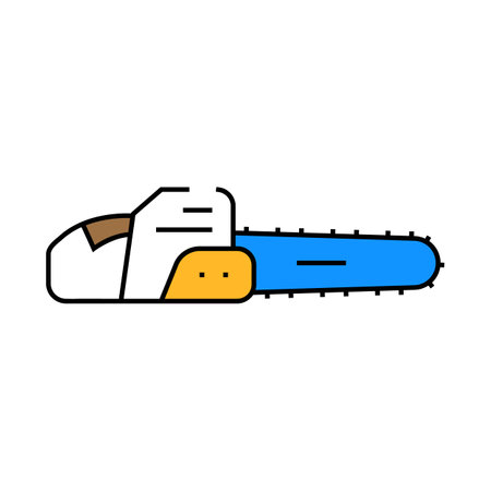chainsaw weapon military icon color illustrationのイラスト素材