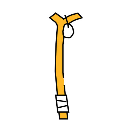 yatra stick pilgrim staff icon color illustrationのイラスト素材