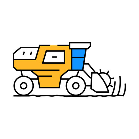harvester harvesting field wheat icon color illustrationのイラスト素材