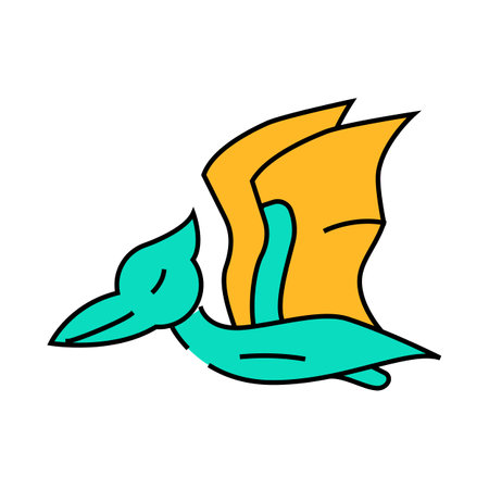 pterodactyl dinosaur animal icon color illustrationのイラスト素材