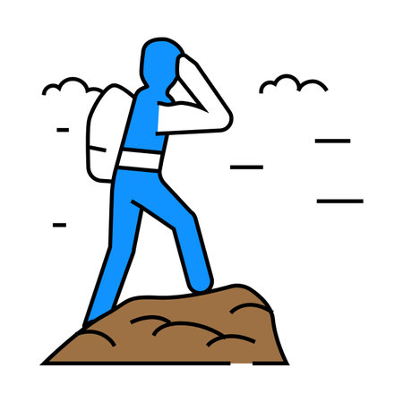 explore mountain adventure icon color illustrationのイラスト素材