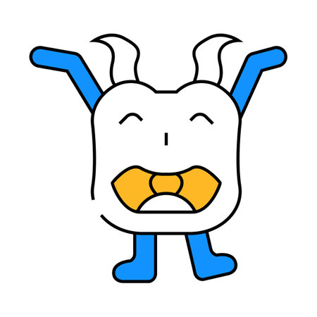 happy monster funny icon color illustrationのイラスト素材