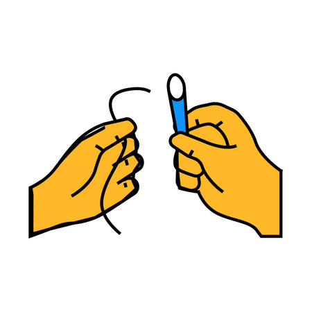 insert thread into needle icon color illustrationのイラスト素材