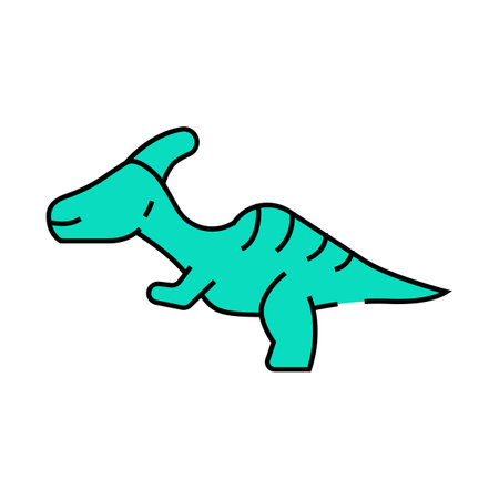 parasaurolophus dinosaur animal icon color illustrationのイラスト素材